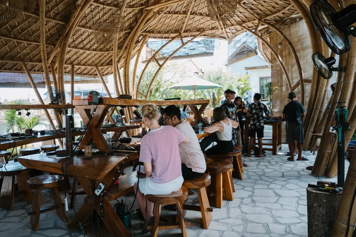 The open-air workshop at golden hour